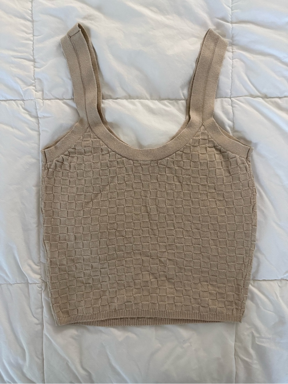 Abercrombie Checkered Knit Ottoman Tank in Light Beige - Picture 2 of 4